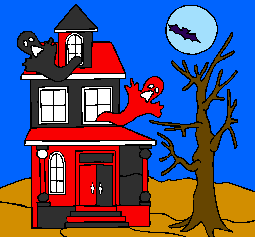 Desenho Casa do terror pintado por maria alice