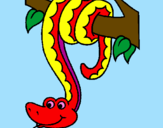 Desenho Serpente pendurada numa árvore pintado por afonso da neta