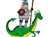Desenho Cavaleiro São Jorge e o dragão pintado por matheus