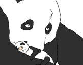 Desenho Urso panda com a sua cria pintado por roxi
