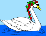 Desenho Cisne com flores pintado por eder
