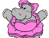 Desenho Hipopótamo com laço pintado por lucas
