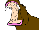Desenho Hipopótamo com a boca aberta pintado por Hipopotamo escreve com H