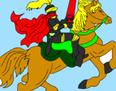Desenho Cavaleiro a cavalo pintado por p.j