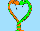 Desenho Serpentes apaixonadas pintado por amanda fa do puffle
