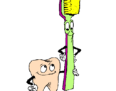 Desenho Dentes e escova de dentes pintado por dentinho feliz