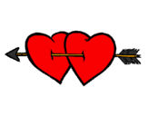 Desenho Dois corações com uma seta pintado por 2coraçoes