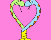 Desenho Serpentes apaixonadas pintado por ISABELLE,4 anos