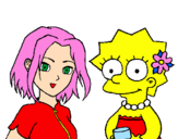 Desenho Sakura e Lisa pintado por pedro