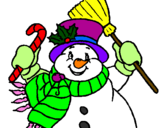 Desenho Boneco de neve com cachecol pintado por AL 5
