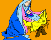 Desenho Nascimento do menino Jesús pintado por Carolina