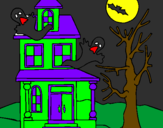 Desenho Casa do terror pintado por JULIANA  E  ISTEFANI