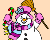 Desenho Boneco de neve com cachecol pintado por i love club penguin