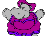 Desenho Hipopótamo com laço pintado por vitoria