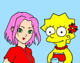 Desenho Sakura e Lisa pintado por gabriel feitosa