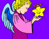 Desenho Anjo e estrela pintado por Carolina
