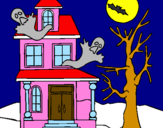 Desenho Casa do terror pintado por Lara Beatriz
