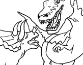 Desenho Luta de dinossauros pintado por Fabiana