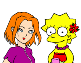 Desenho Sakura e Lisa pintado por Fabioo :*