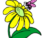 Desenho Margarida com abelha pintado por kelly adriene