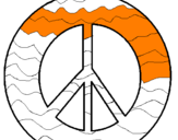 Desenho Símbolo da paz pintado por pombo