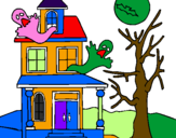 Desenho Casa do terror pintado por leticia