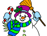 Desenho Boneco de neve com cachecol pintado por maggy