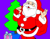 Desenho Santa Claus e uma árvore de natal pintado por Anna luiza
