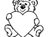 Desenho Urso apaixonado pintado por Coração