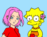 Desenho Sakura e Lisa pintado por Joe