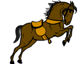 Desenho Cavalo com sela a saltar pintado por gabriel