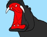 Desenho Hipopótamo com a boca aberta pintado por julia  ariélly   bueno