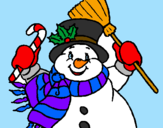 Desenho Boneco de neve com cachecol pintado por giulia 12