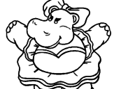 Desenho Hipopótamo com laço pintado por Lola