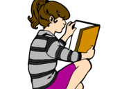 Desenho Menina a ler pintado por stefany
