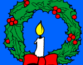Desenho Coroa de natal e uma vela pintado por victor juntin biber