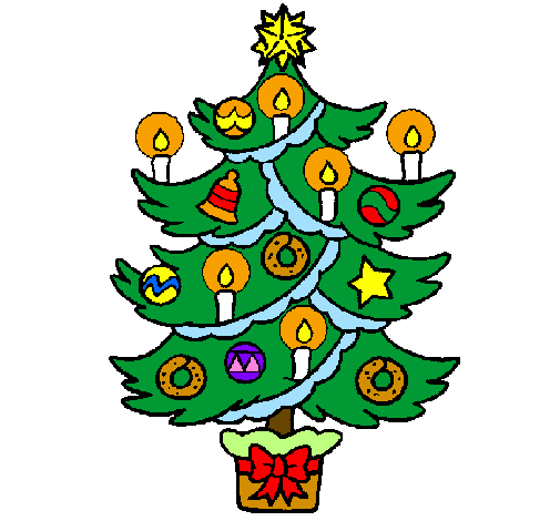 Desenho Árvore de natal com velas pintado por victor juntin biber