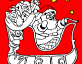 Desenho Pai Natal no seu trenó pintado por geovana