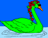 Desenho Cisne com flores pintado por analuiza
