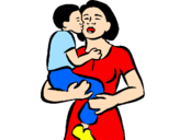 Desenho Beijo maternal pintado por romes
