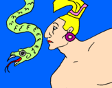 Desenho Serpente e guerreiro pintado por edu201o
