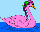 Desenho Cisne com flores pintado por fer