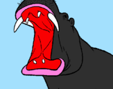 Desenho Hipopótamo com a boca aberta pintado por julia   ariélly   bueno