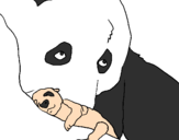 Desenho Urso panda com a sua cria pintado por Eduardo