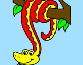 Desenho Serpente pendurada numa árvore pintado por Thaila 