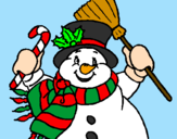 Desenho Boneco de neve com cachecol pintado por boneco de neve