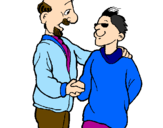 Desenho Pai e filho apertam a mão pintado por ruben