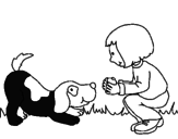 Desenho Menina e cão a brincar pintado por kely