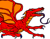 Desenho Dragão réptil pintado por fe massa