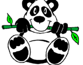 Desenho Urso panda pintado por girafa